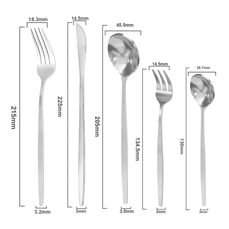 Talheres de Aço Inoxidável,Kit Cozinha Para Reuniões Familiares,Jogo de Jantar 20 Pçs